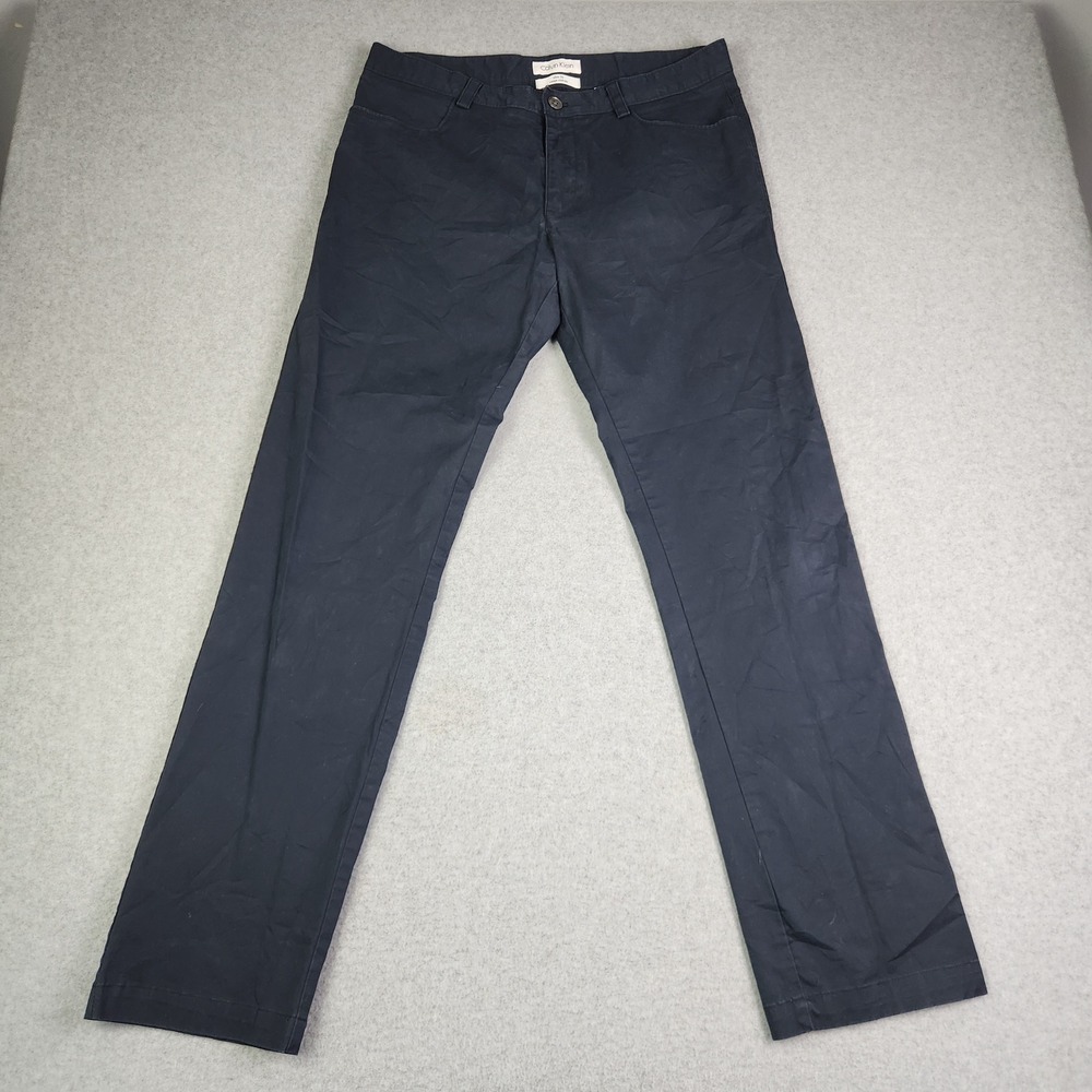 Calvin Klein Chino Pants Mens 32x31 Navy Blue Casual Slim Fit Flat Front Outdoor